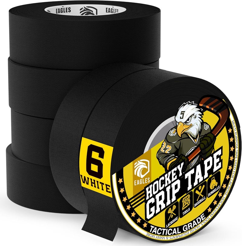 Eagle's Bulk Hockey Tape Black, White or Clear Multipurpose Tape Roll - Strong Adhesive - Durable Cloth or PVC Tape - Hokey Sports Gifts, Accessories, Equipment, Gear - Image 1